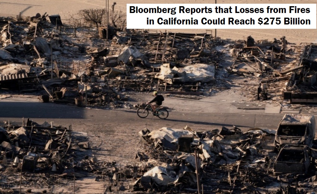Bloomberg Reports that Losses from Fires in California Could Reach $275 Billion