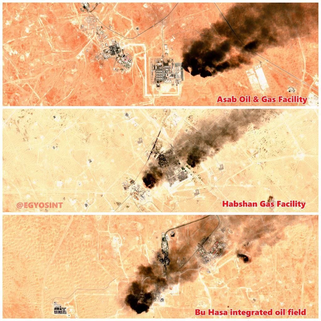 Satellite Images Show That Three Oil And Gas Facilities In The UAE Were On Fire Yesterday